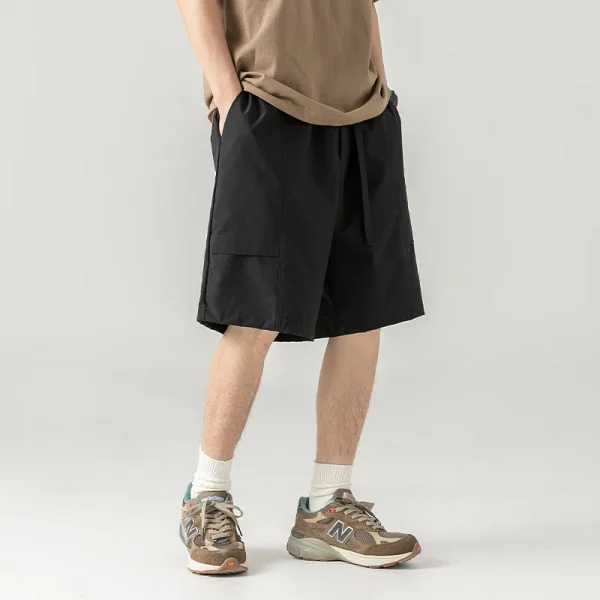 Buckle Belt Cargo Shorts Men's Summer Loose Five-point Pants Men's Size - Image 3