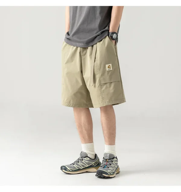Buckle Belt Cargo Shorts Men's Summer Loose Five-point Pants Men's Size - Image 5