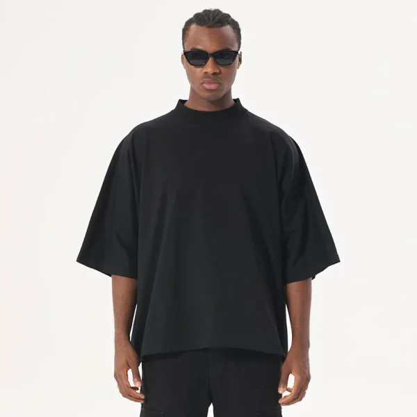 Heavy Weight Over Size T-shirt Cotton Cropped Tshirts Boxy Fit Blank Streetwear Men T Shirt - Image 4