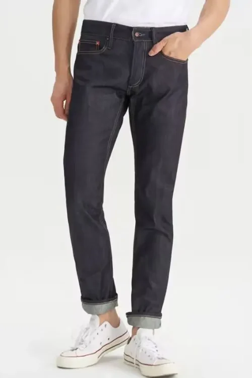 100% Cotton Raw Denim Selvedge Jeans for Men Vintage Woven Straight Jeans Low Moq Breathable Pants No Jeans NO Wash