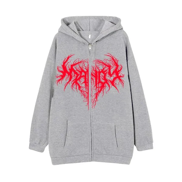 Zippers Heavyweight Cotton Top Oversized Drop Shoulder Cropped Printed Zip up Hoodie Men - Image 6
