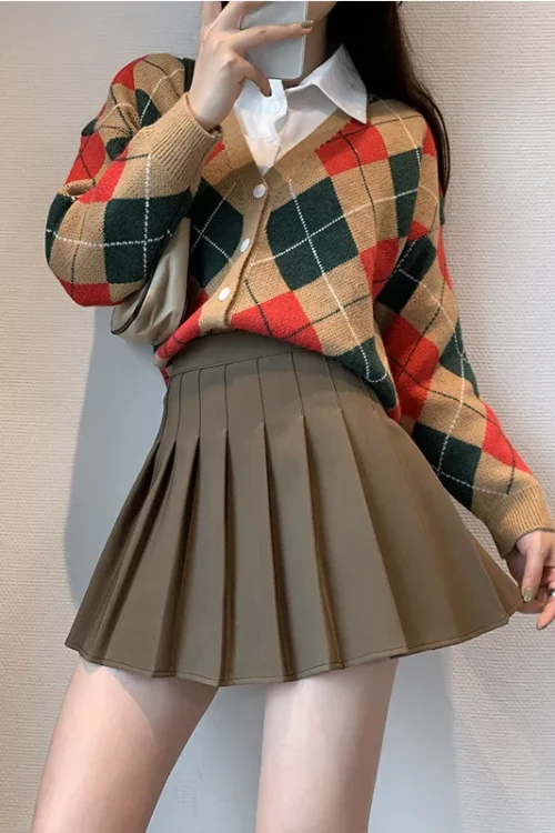 Women’s Summer A-Line Pleated Skirt JK High Waist Black Short Student Style Wrinkle-Resistant New Design Slimming Natural