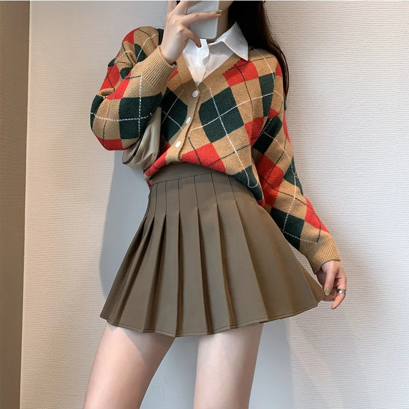 Women’s Summer A-Line Pleated Skirt JK High Waist Black Short Student Style Wrinkle-Resistant New Design Slimming Natural