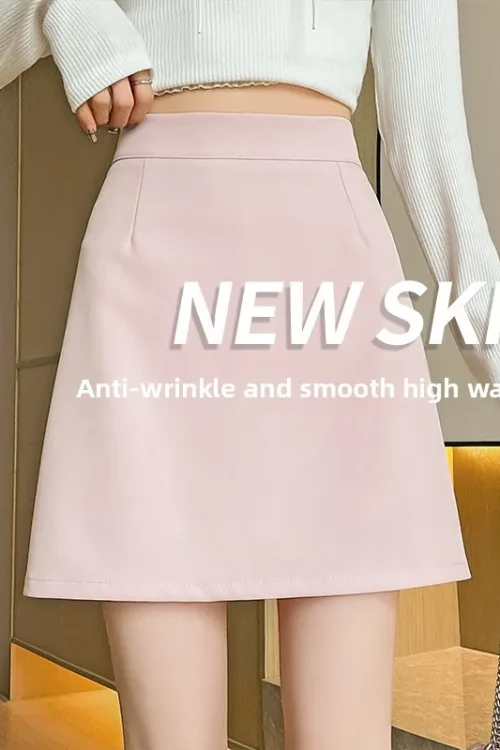 Women’s High-Waist Slim A-Line Skirt New Short Hip-Hugging Style for Sexy Natural Waistline
