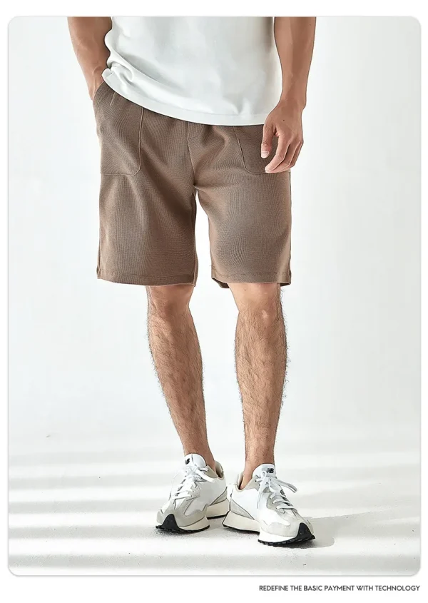 Heavy Weight Knitted Cotton Polyester Blend Men's Waffle Shorts - Image 2