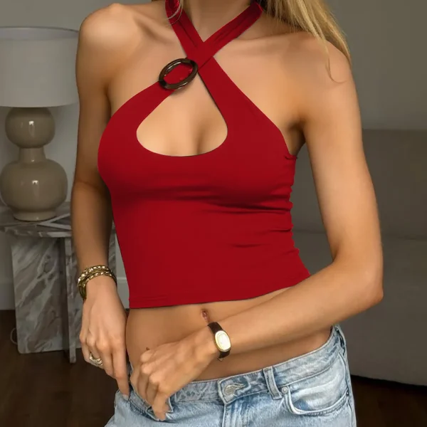 New European American Style Sexy Girl Cut Cross Backless Lace Camisole - Image 3