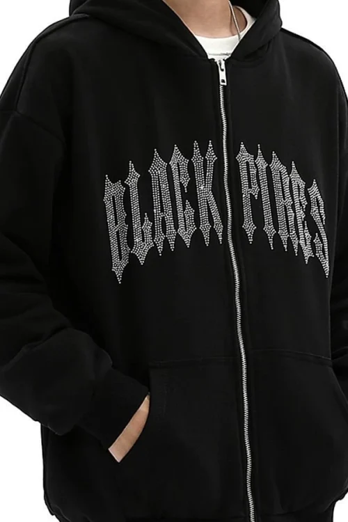 Heavy Weight Street Wear Letters Hot Drilling  Men’s Hoodies
