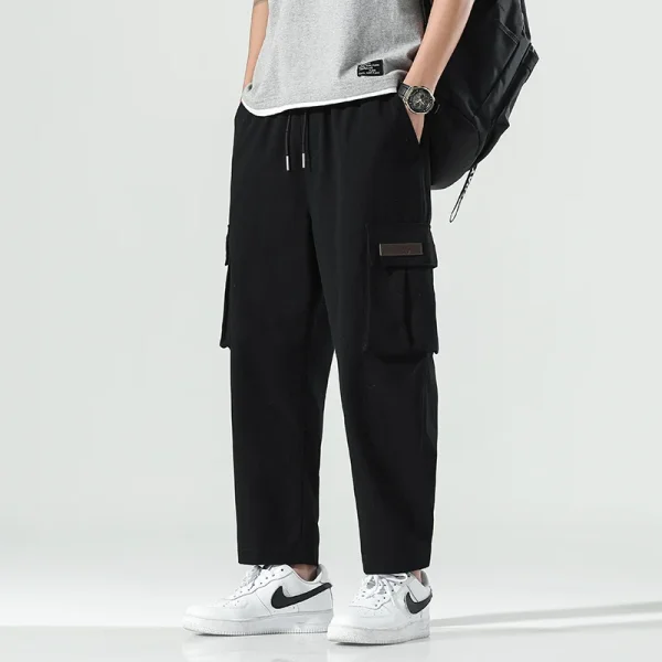 Autumn Men'S Cargo Pants Loose Wide Leg Casual Trousers for Men Black Khaki Drawstring School Male Clothes Streetwear - Image 5