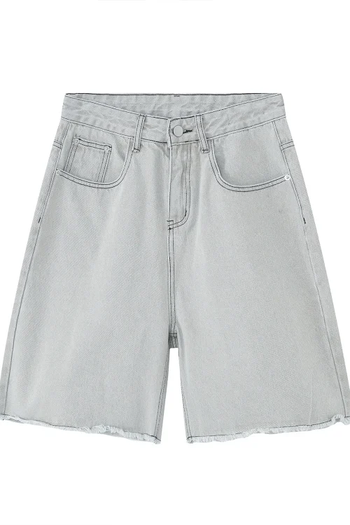 Autumn and Summer New Loose Wide-leg Korean Style Retro Shorts Jeans Men’s Size