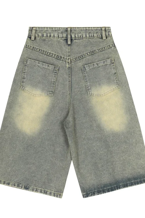 High Quality Summer Blue Raw Edges Hem Denim Shorts Men Jean Shorts Casual Clean Fit Baggy Jorts