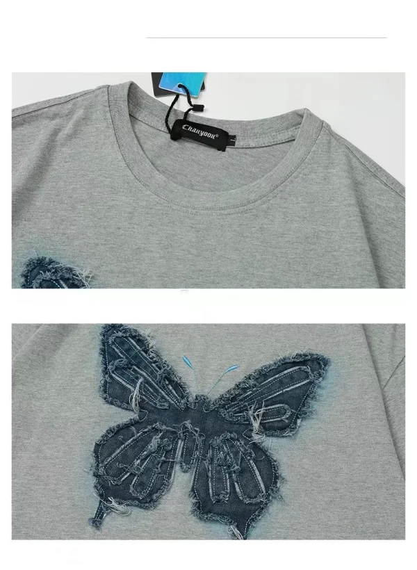 New 100% Cotton Butterfly Printed Vintage High Quality O-Neck Men T-shirt - Image 3