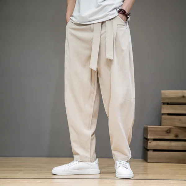 Cotton Linen Casual Harem Pants Men Joggers Man Summer Trousers Male Style Baggy Pants 2025 - Image 2