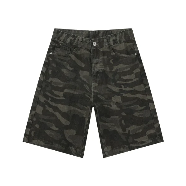 Cowboy Summer New Camouflage Casual Cargo Pants Men Woven Zipper Fly Mid Waist Trendy Workwear and Beach Shorts - Image 6