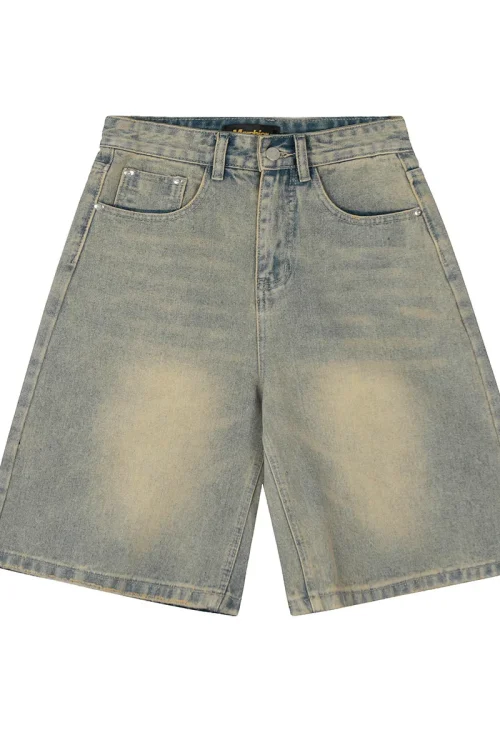2025 Men’s Washed Distressed Denim Shorts Mid Waist Straight Loose Pants for Summer  Denim Shorts Men