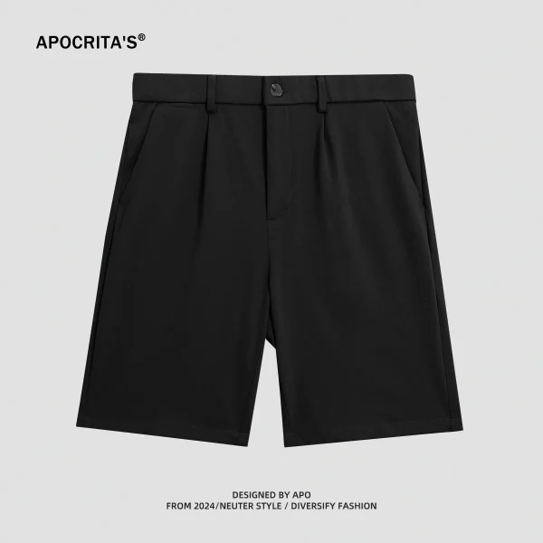 Men's 2025 Summer Business Casual Five-Point Pants New Simple Pure Color Outer Wear Knitted Pleated Dress Shorts - Image 6