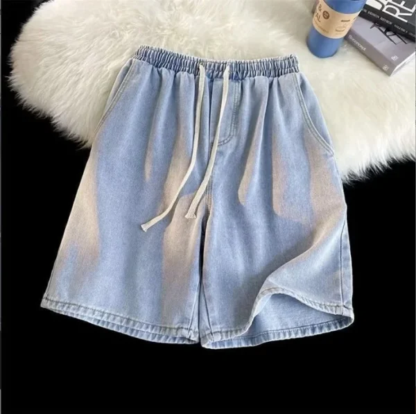 Men's Trendy Summer Sports Pants 100% Cotton Five-Point Elastic Waist Straight Loose Fit Drawstring Casual Sports-Perfect - Image 6