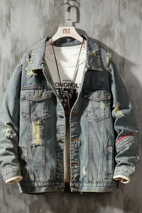 2025 New Arrival Fashion Denim Jacket Washed Blue Men Denim Jean Jackets