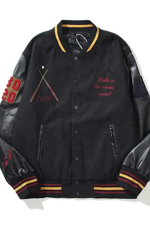 Black Jacket Men Vintage Letter Embroidery Mens Jackets and Coats Japanese Streetwear Hip Hop Bomber Jackets