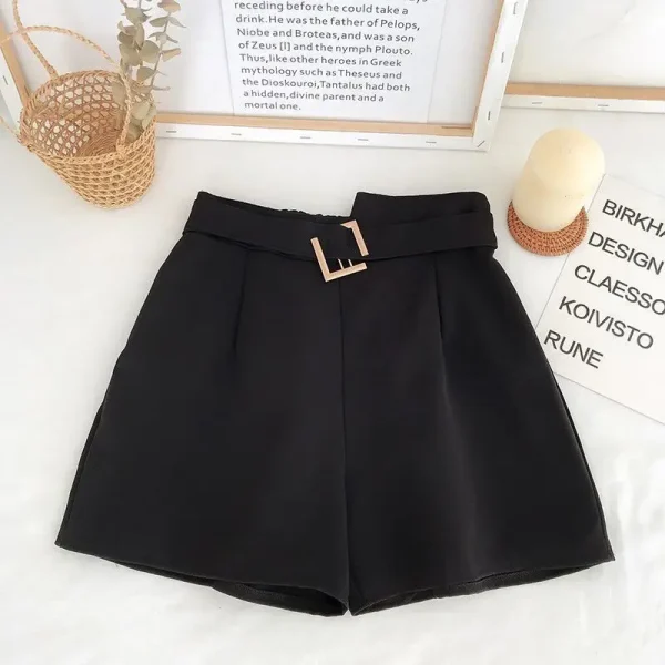 Women's Chiffon Wide-Leg Shorts High-Waisted Casual Chic Straight-Leg Suit Pants Loose Fit Hot Pattern - Image 4