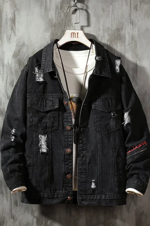 Fashion Print Cotton Jean Jacket Designed Mens Denim Jacket Men