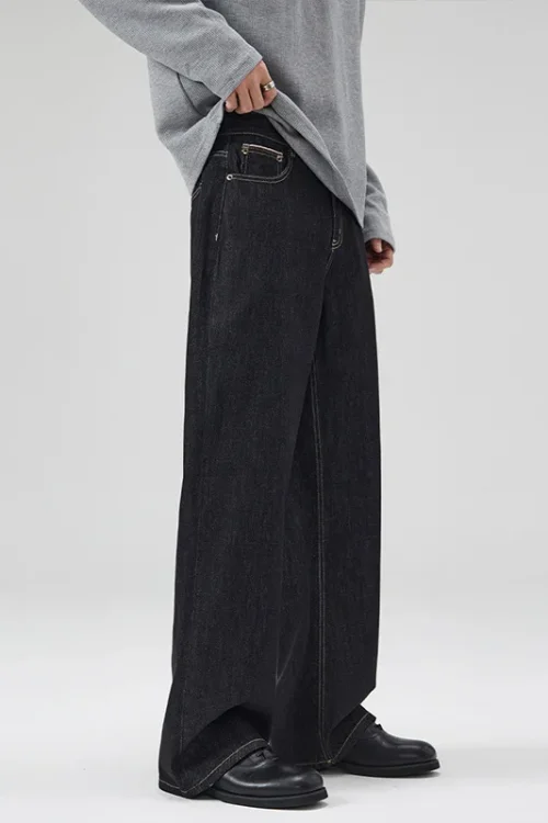 2025 Men’s Straight Loose A-Line Versatile Pants New Style Old Money Original Black Blue Cow Red Ear Trendy Trendy Jeans Washed