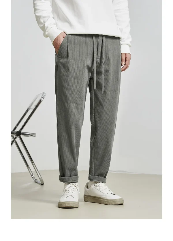Cropped Design 100% Polyester Blank Mens Corduroy Pants With Stretch Waist - Image 2