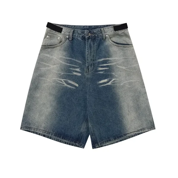 2025 Spring Summer Vintage Denim Five-Point Shorts Gradient Washed Breathable Hip Hop Style Street Jean Jorts - Image 5