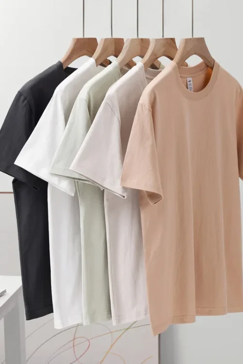 Pure Cotton  Short Sleeve T-Shirt Regular Shoulder Neck Top Solid Color Half Sleeve Base Knitted