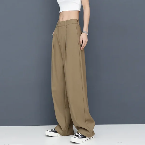 Women's Stylish Design Spring Summer Straight-Leg Trousers Sensual Draping New Arrival Wide-Leg Casual Pants Mid-High Loose - Image 2