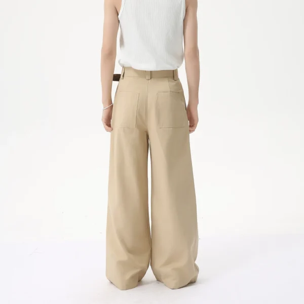 2025 Men's Casual Fashion Unique Belt Buckle Design High-End Solid Color Lightweight Loose Draped Flat Floor-Length - Image 3