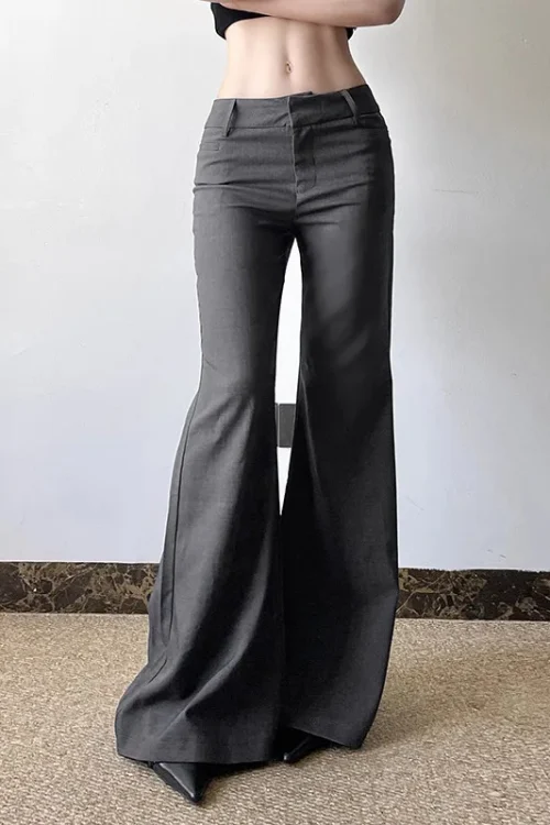 Women’s Pants Trousers Solid Color Low Waist Flared Suit Hot Girl Temperament Commuting Simple