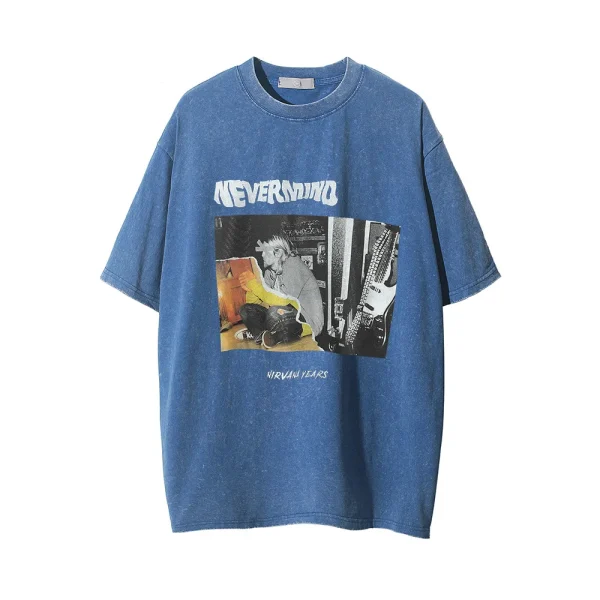 Design High Street Vintage Men T Shirt Letter Short Sleeve  T-shirt Cotton Casual and Simple Men's T-Shirt - Image 3