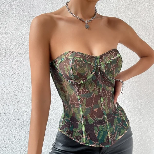 Breathable Satin Fish Bone Brace Sexy Strapless Backless Vest Casual Short Length Steel Ring Front Front Position - Image 6