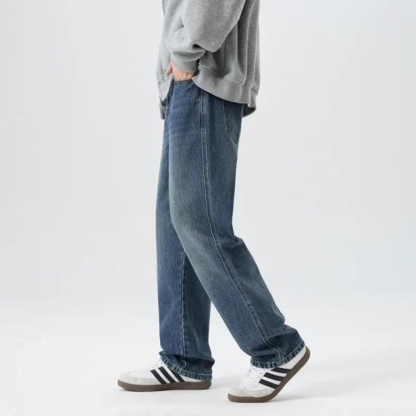 2025 Year Men's High Street American Style Wide-Leg Jeans Dark Hip Hop Inspired Retro Versatile High-Waisted Slimming Long Pants - Image 4