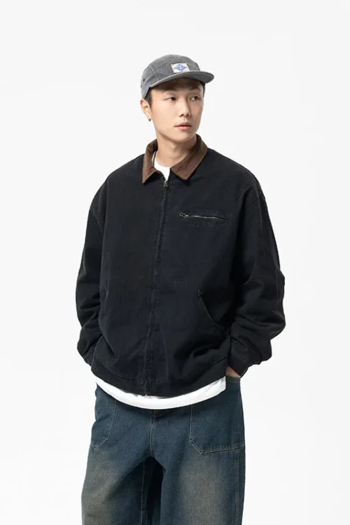 Denim Jacket Spring Men’s Jacket Retro Vintage Style American Japanese Washed Distressed Workwear Lapel Trendy Vintage Look