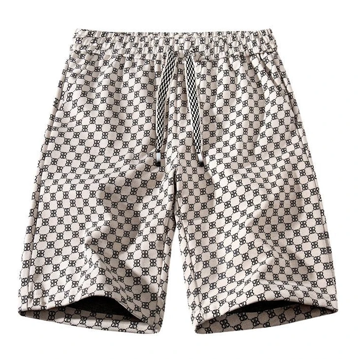 Fashion Street Style Men’s Shorts Design Summer Full Printing Canvas Fabric Casual Mens Gym Shorts Knitted Mid Waist