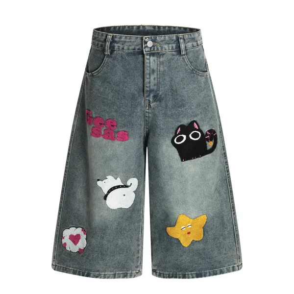 High Quality Summer Blue Raw Edges Hem Denim Shorts Men Jean Shorts Casual Clean Fit Baggy Jorts - Image 5