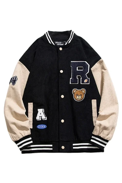 Low MOQ Streetwear Jacket 3D Embroidered Patched Winter Warm Baseball Jacket Men