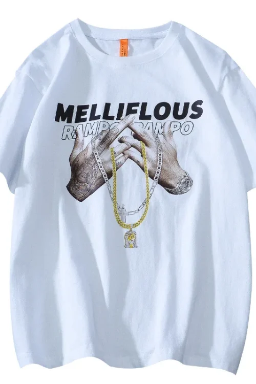 Men’s  Oversize O-neck Photo Printed Hip Hop Cotton T-shirt