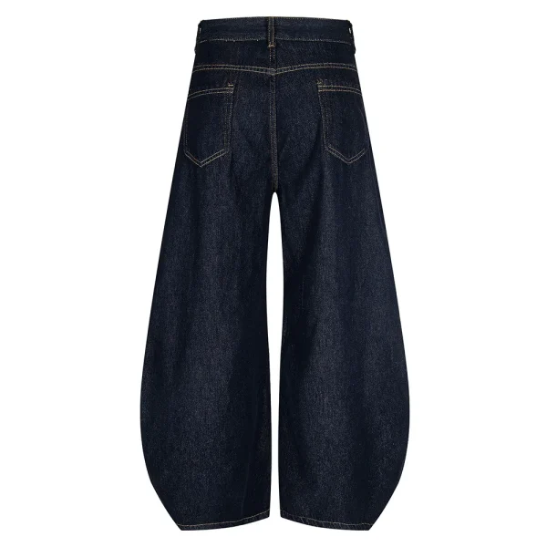 2025 New American Design Scimitar Men's Jeans Letter-Niche Drape Wide Leg Pants Easiest Match Washed Denim for Autumn/Winter - Image 4