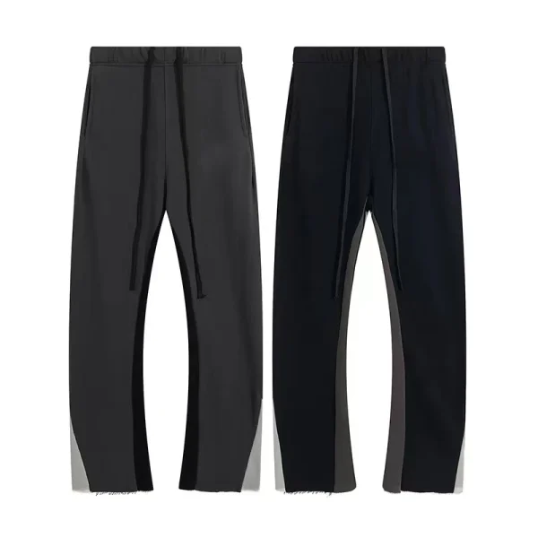 Baggy Casual Sport Pants Men High Quality 100% Cotton Two-color Splicing Design Sweatpants for Men - Image 2
