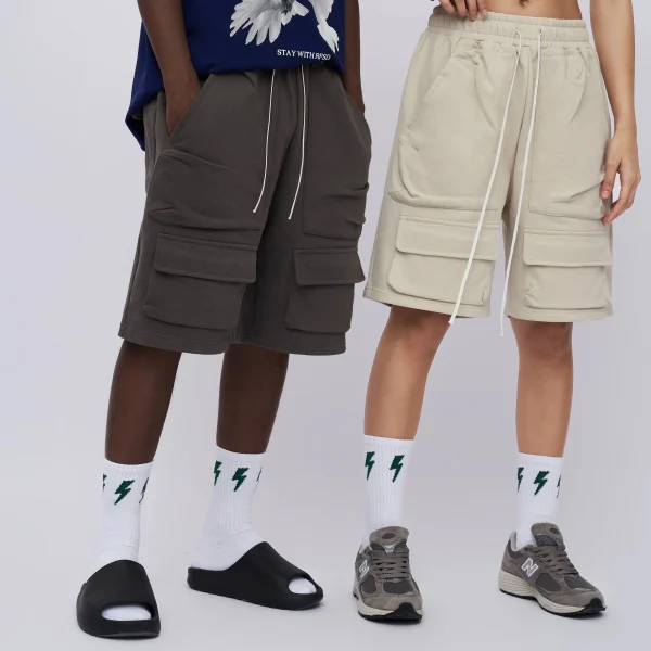 2025 New Style Freight Blank Men's Heavy 100% Cotton Shorts Multi-pocket Design Fashion Cargo Shorts