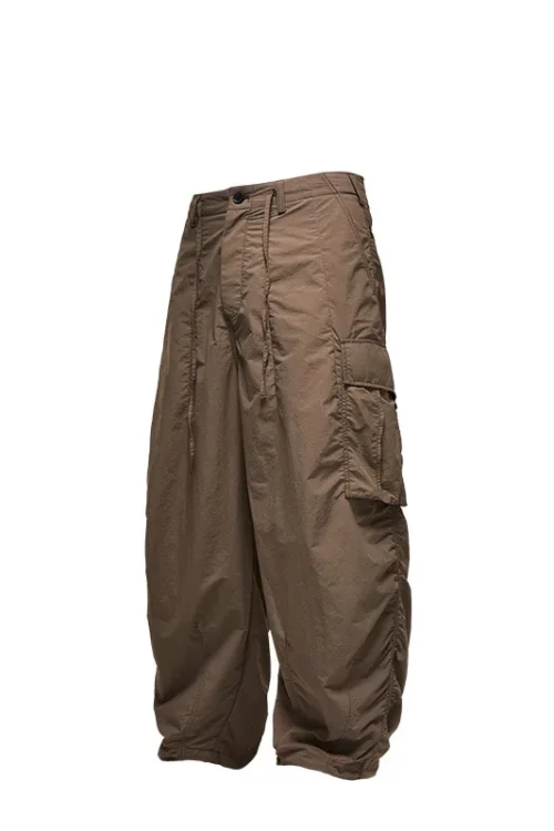 100% Nylon Loose Tooling Wide-leg Pants Multi-functional Pocket Windbreaker Pants for Men