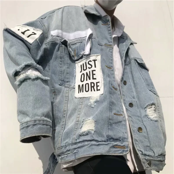 Spring Autumn Men's Jeans Slim Fit Jacket Jeans Coat Denim Jacket Vintage Men's 2025 Ripped College Students - Image 3