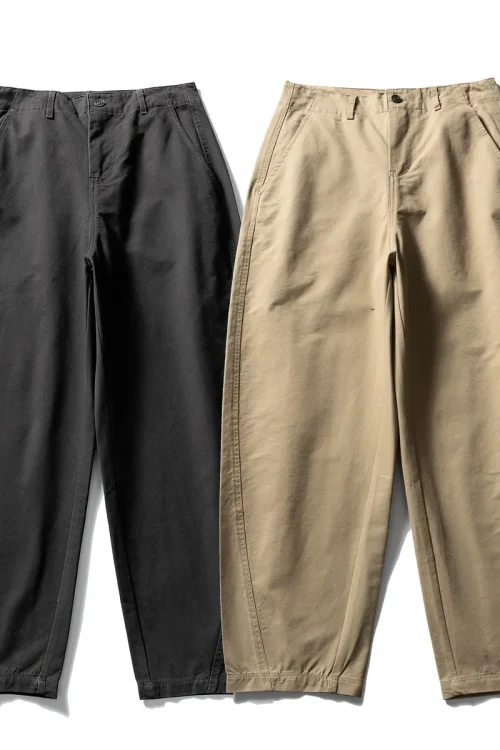 100% Cotton Ami Khaki Washed Loose Cleanfit Scimitar Tapered Pants for Men Women Straight Workwear Casual Trousers