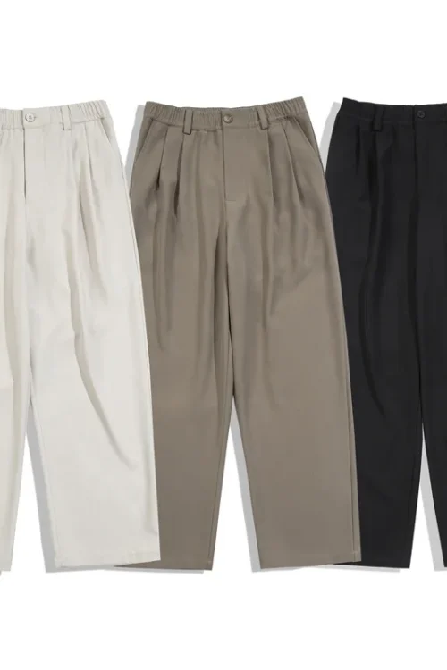 CleanFit Unisex Loose Baggy Pants Double Pleated Wide Leg Casual Suit Mid-Waist Flat Front Floor-Length Straight Pattern