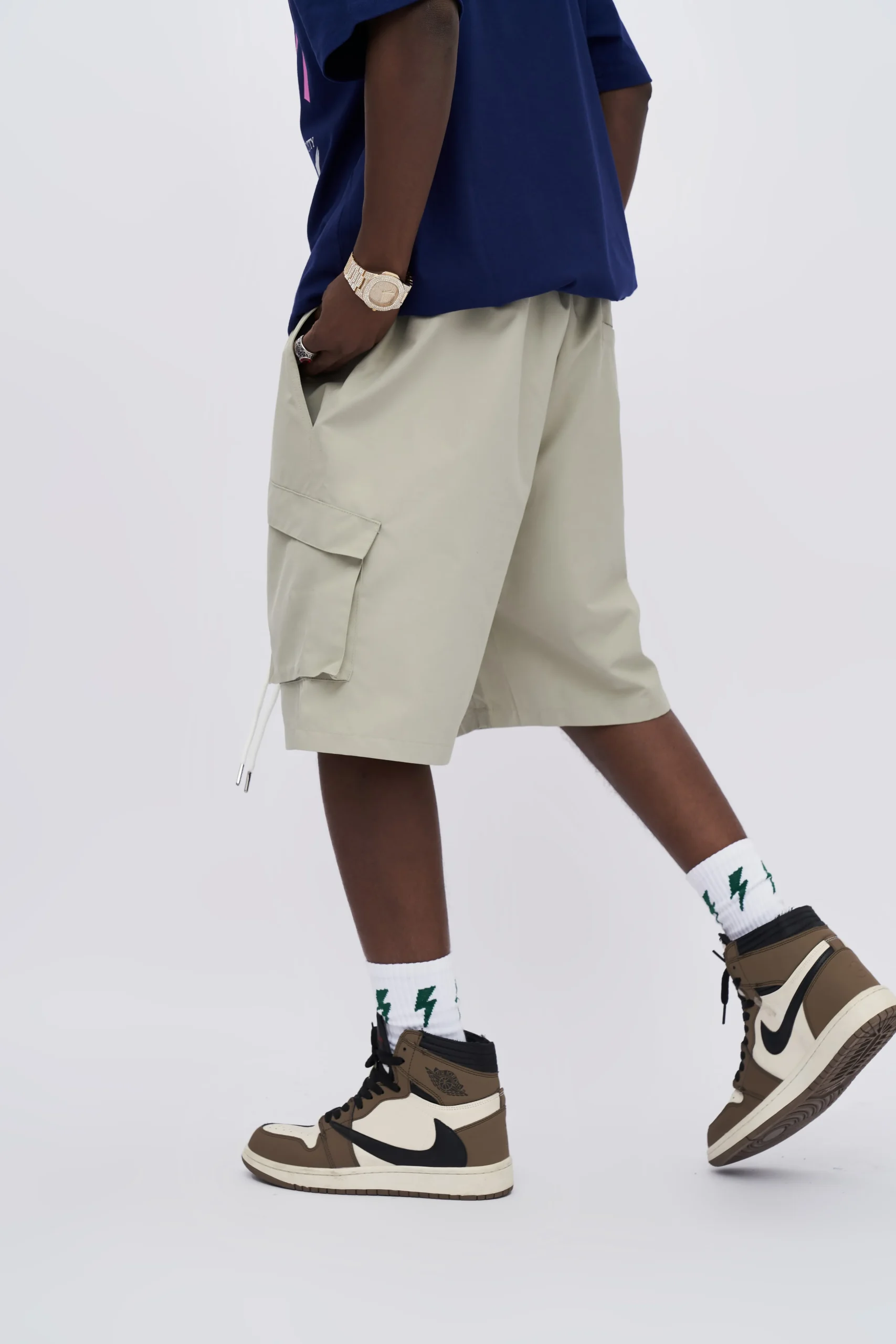Top Quality Polyester Summer Cargo Shorts Multicolor Multi-pocket Men Shorts for Men's Shorts - Image 2
