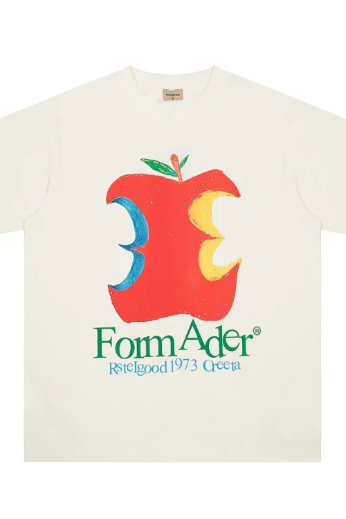 Men’s Creative Personalized Apple Hand-Painted Printed Short Sleeved 100% Cotton T-shirt Casual Loose O-Neck T-shirt for Summer