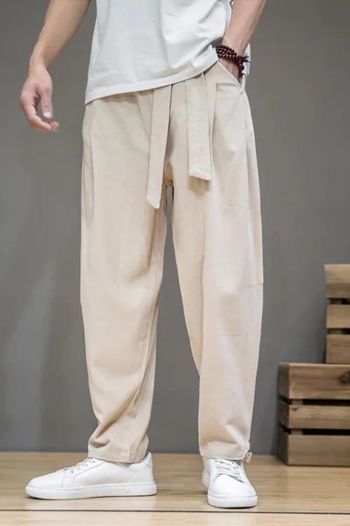 Cotton Linen Casual Harem Pants Men Joggers Man Summer Trousers Male Style Baggy Pants 2025