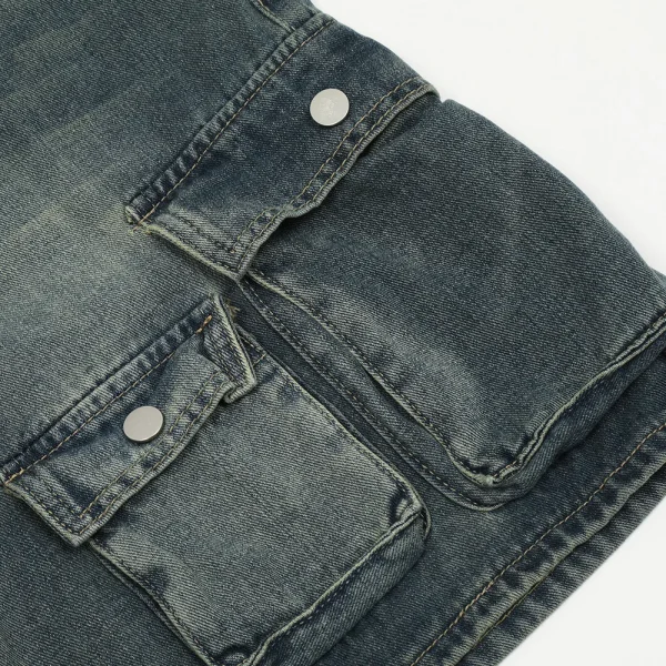 Autumn and Summer New Loose Wide-leg Korean Style Retro Shorts Jeans Men's Size - Image 3